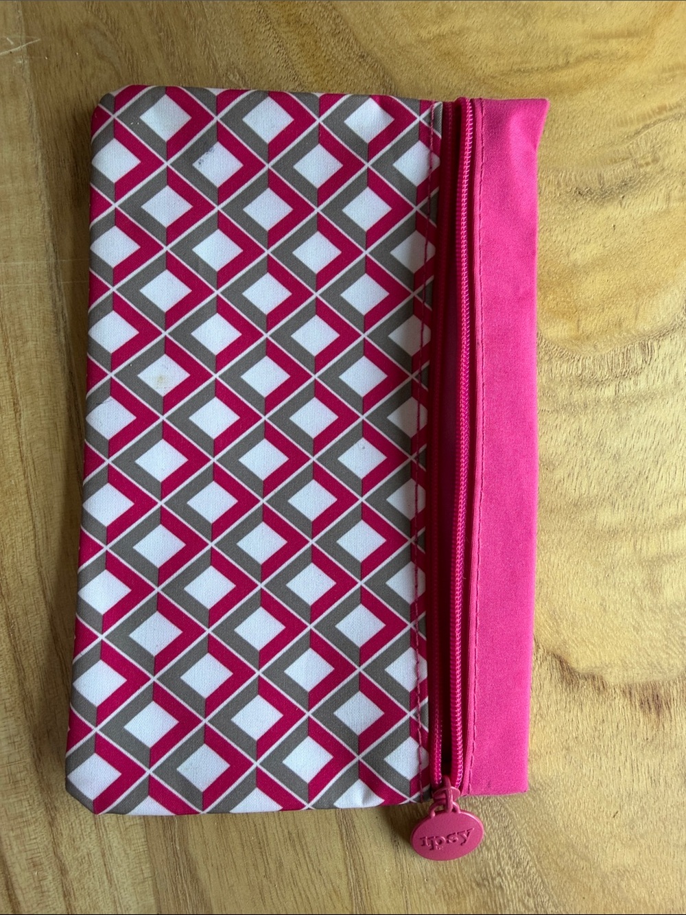 ipsy Pink Geo-Print Cosmetic Pouch